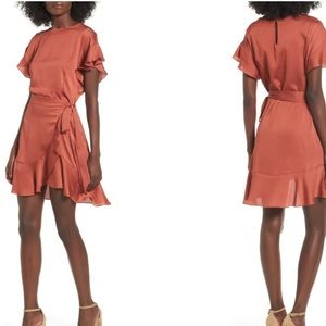 ASTR the Label Ruffle sleeve satin dress